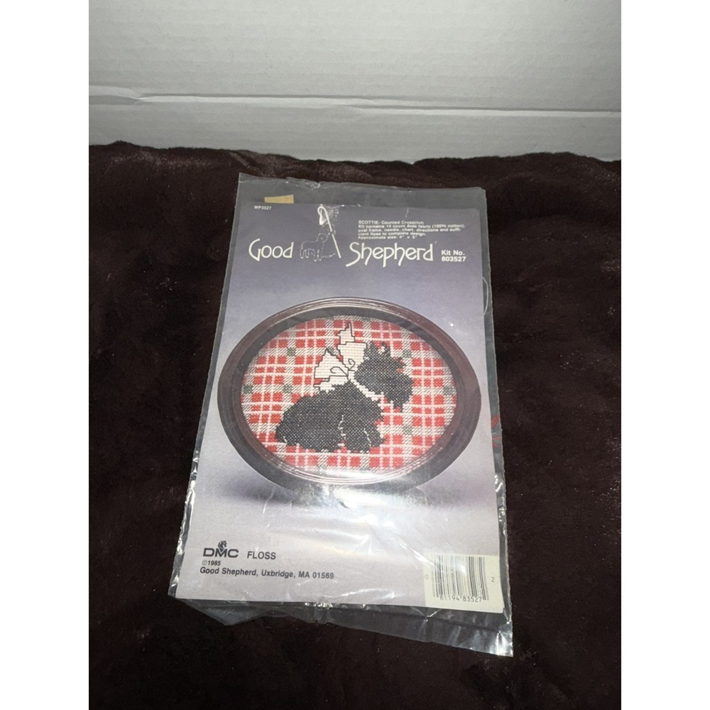 Good Shepherd Scottie Dog w/Bow Crossstitch Kit# 803528 Vintage 1985